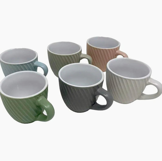 Set 6 tazzine da caffè in ceramica con manico – formato espresso, colorate - ambraled