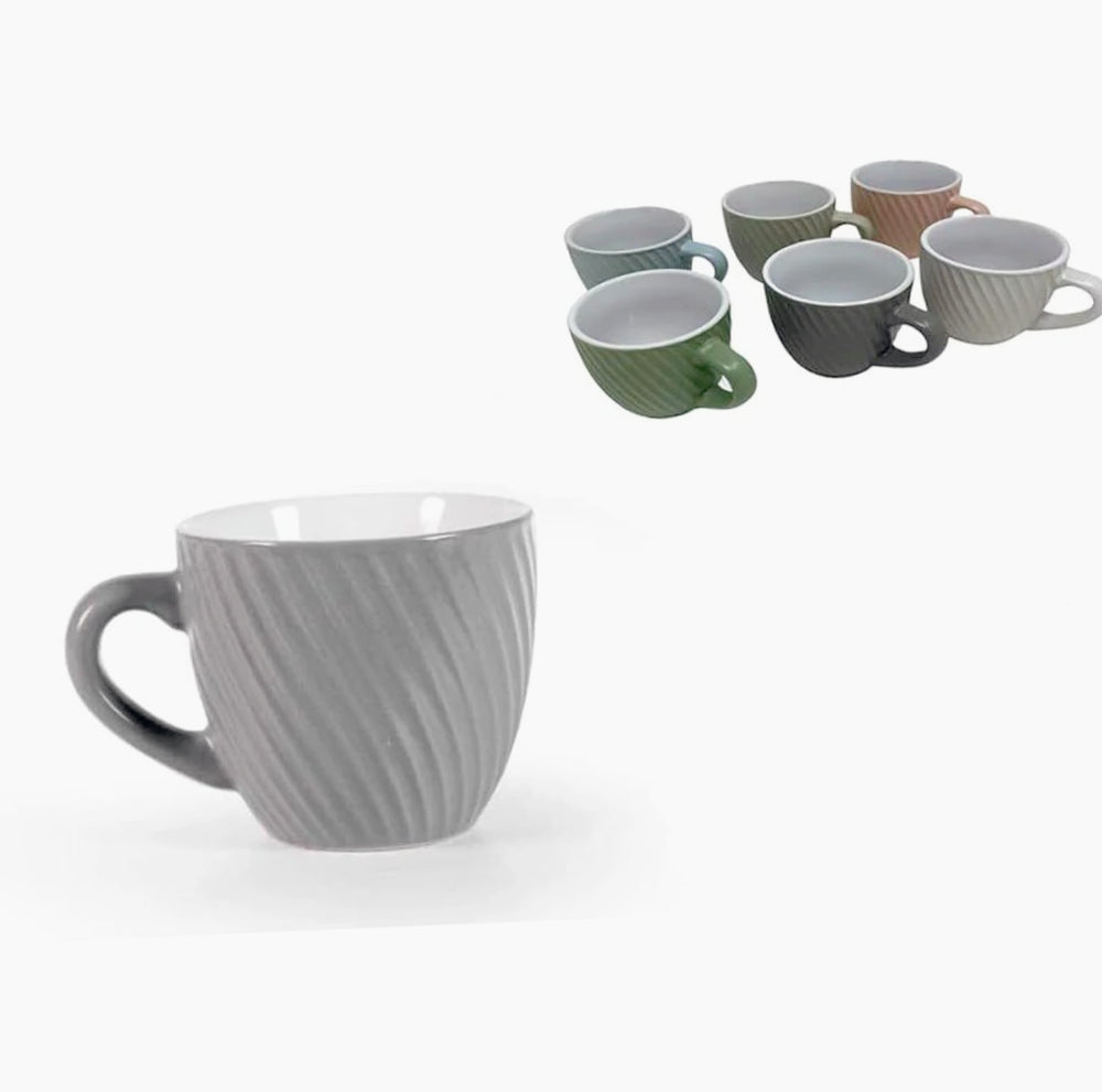 Set 6 tazzine da caffè in ceramica con manico – formato espresso, colorate - ambraled