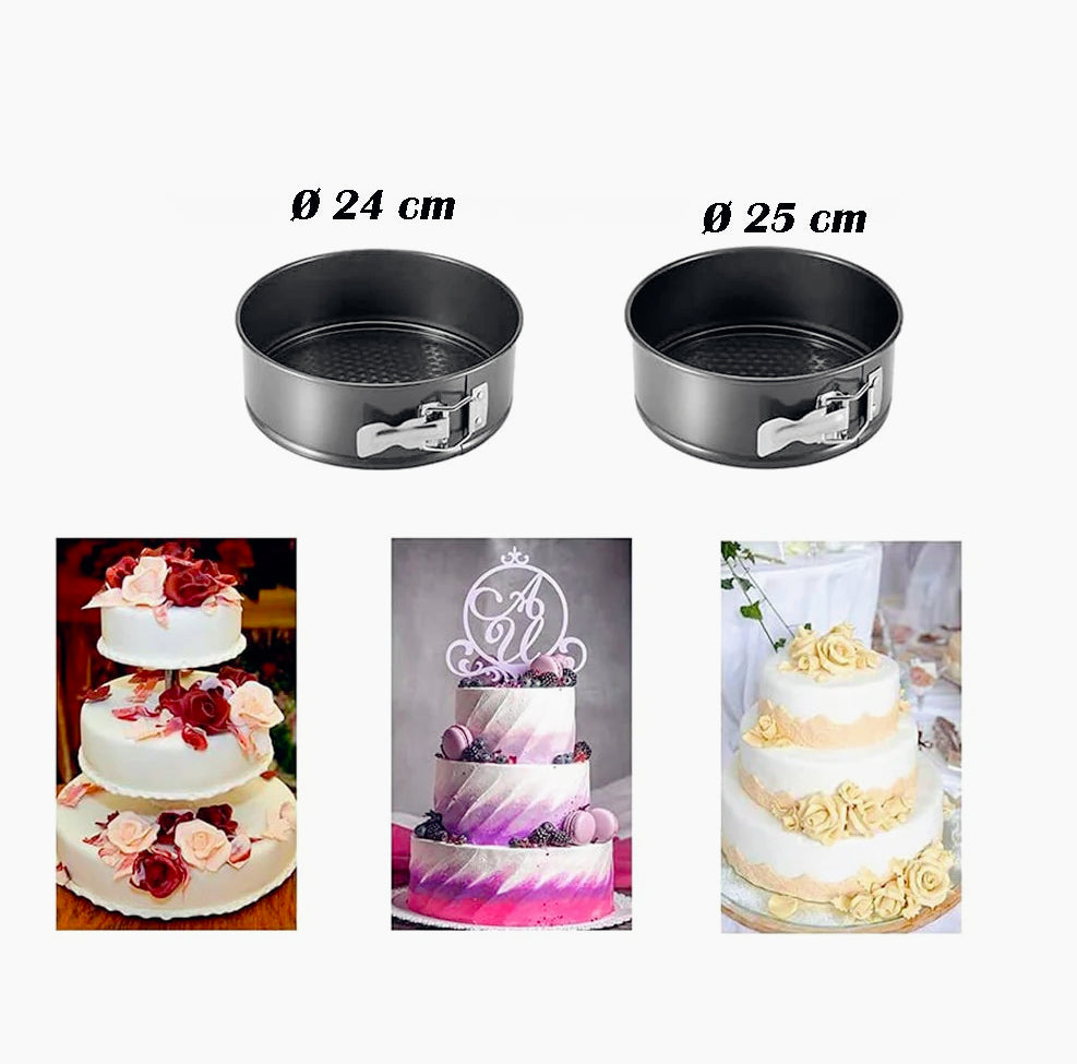 Set 2 teglie antiaderenti con cerniera apribile, 2 dimensioni: 24 cm e 25 cm - ambraled