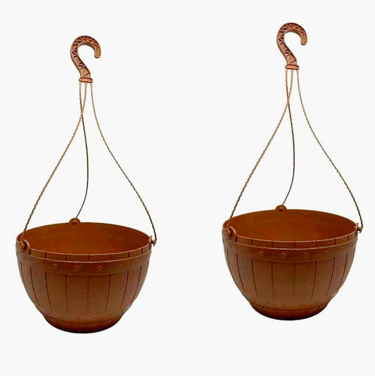 Set 2 portapiante a sospensione in plastica con gancio, diametro 26 cm - ambraled