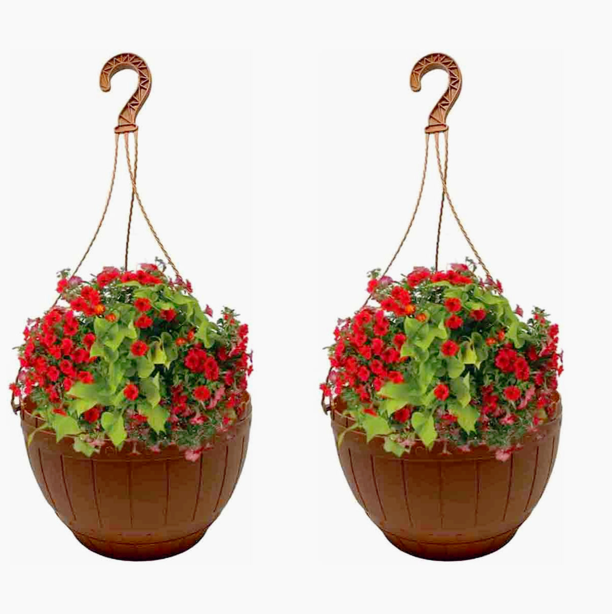 Set 2 portapiante a sospensione in plastica con gancio, diametro 26 cm - ambraled
