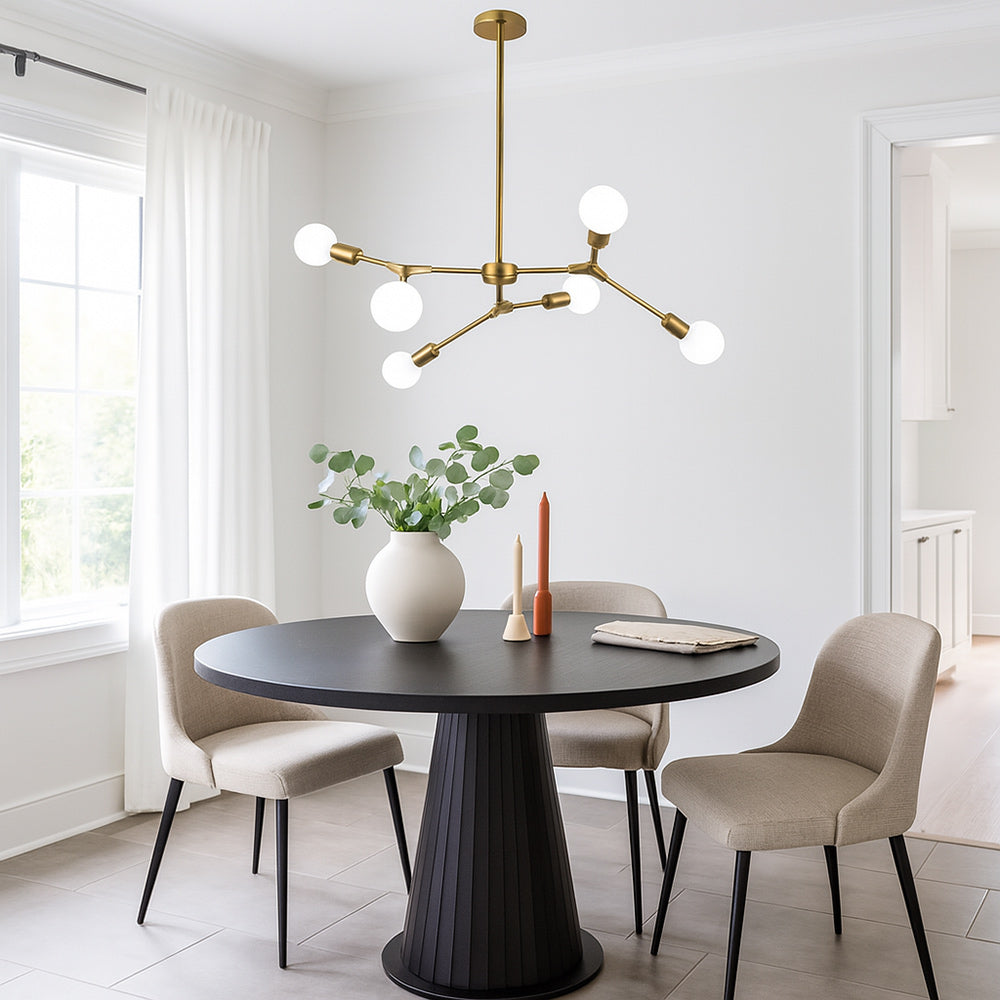 Lampadario sospensione in bronzo geometrico 6 bracci attacco E27 - ambraled