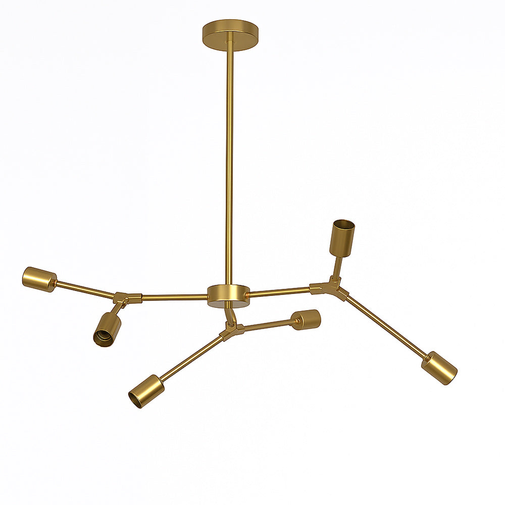 Lampadario sospensione in bronzo geometrico 6 bracci attacco E27 - ambraled