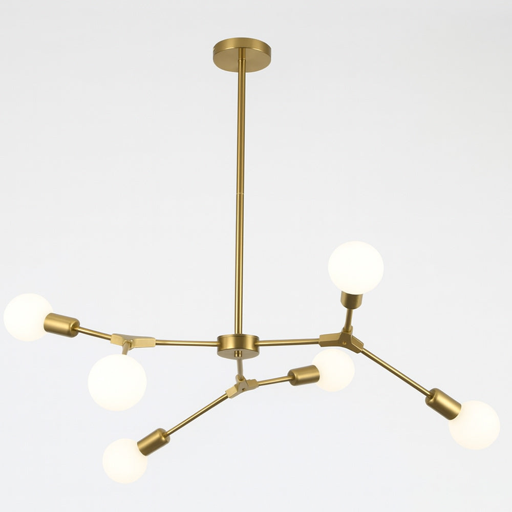Lampadario sospensione in bronzo geometrico 6 bracci attacco E27 - ambraled