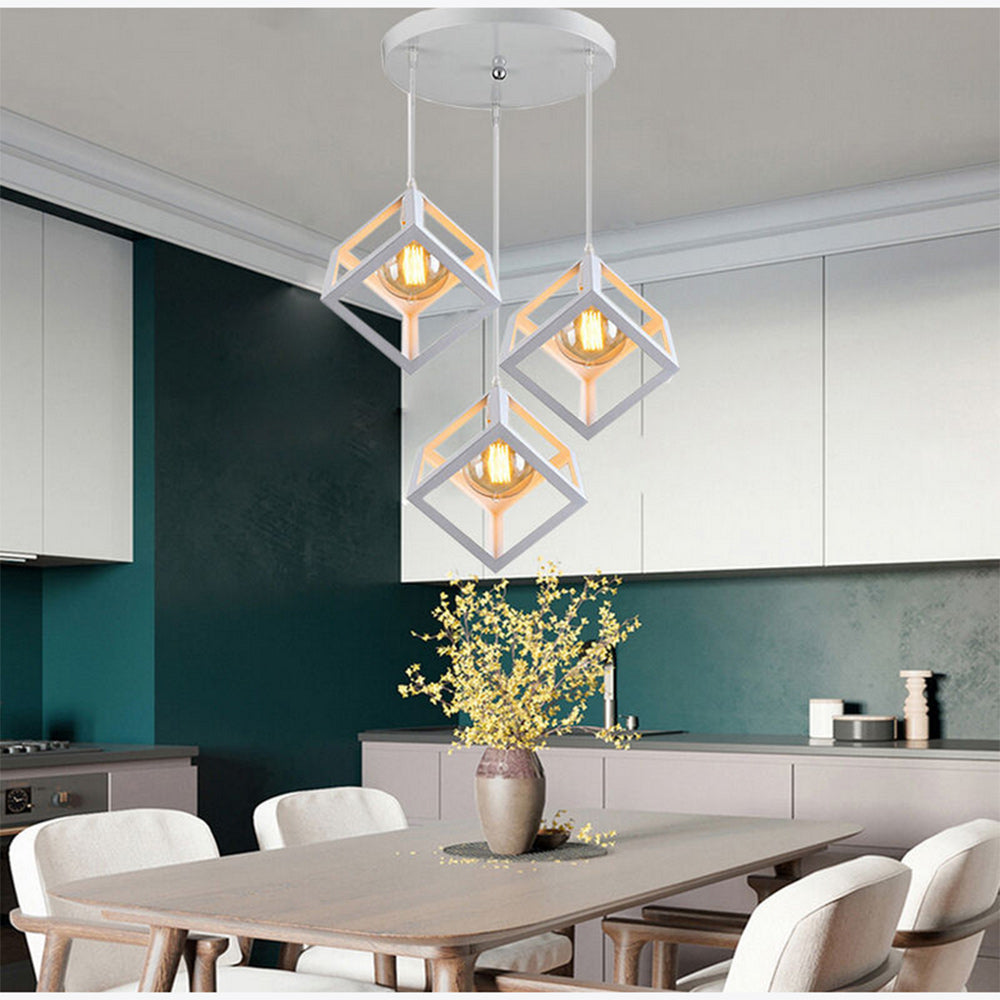 Lampadario a sospensione con 3 cubi 3d stile geometrico attacco E27 - ambraled