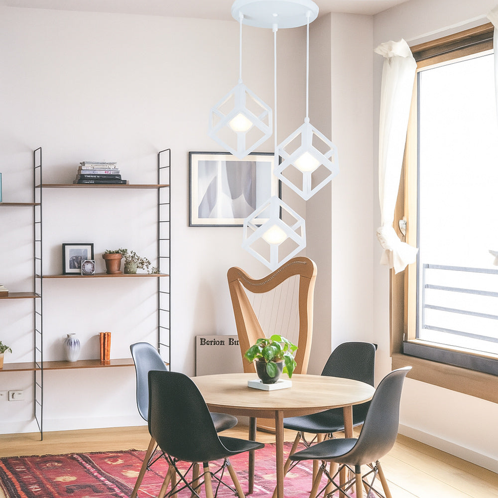Lampadario a sospensione con 3 cubi 3d stile geometrico attacco E27 - ambraled