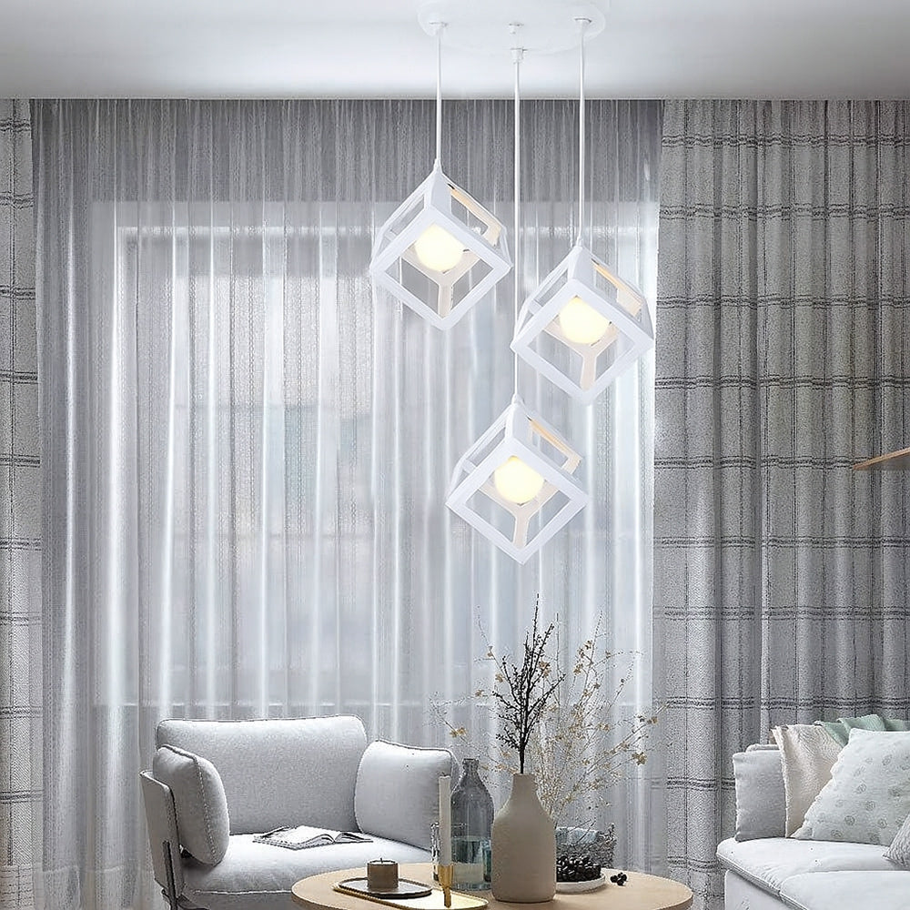Lampadario a sospensione con 3 cubi 3d stile geometrico attacco E27 - ambraled