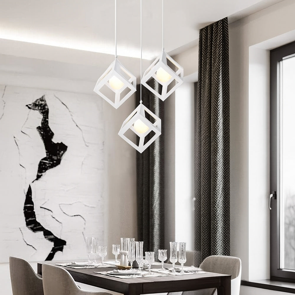 Lampadario a sospensione con 3 cubi 3d stile geometrico attacco E27 - ambraled