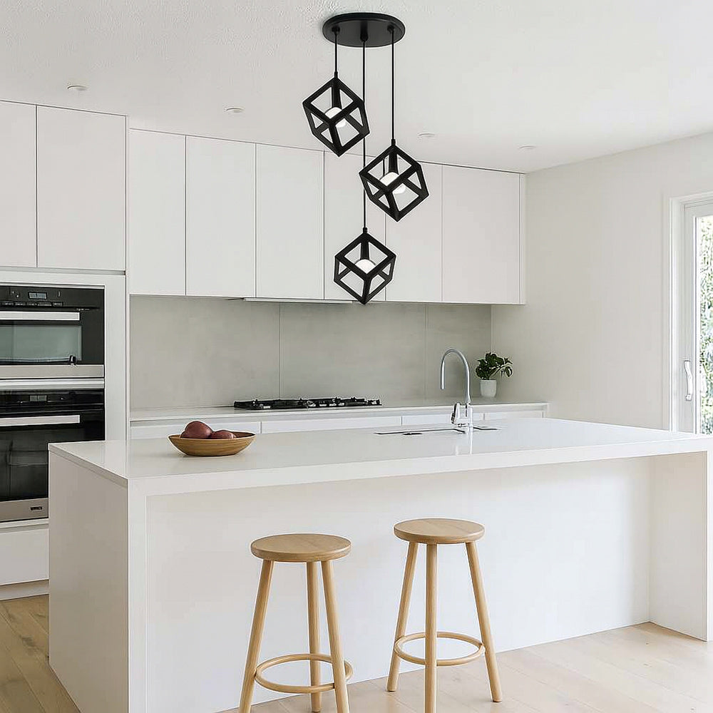 Lampadario a sospensione con 3 cubi 3d stile geometrico attacco E27 - ambraled