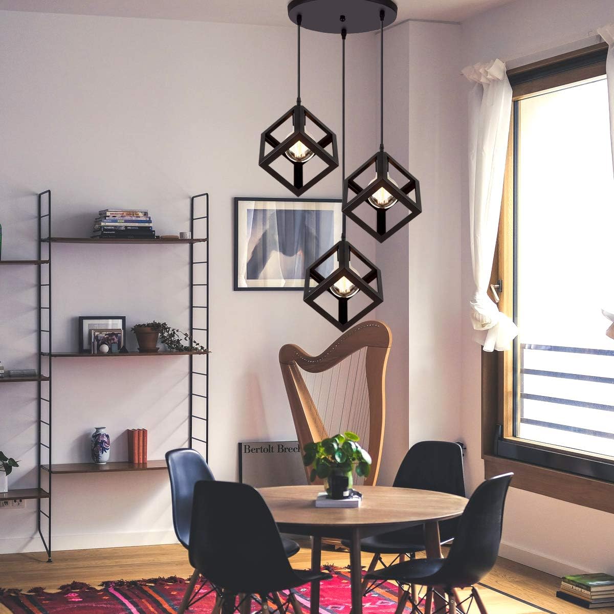 Lampadario a sospensione con 3 cubi 3d stile geometrico attacco E27 - ambraled
