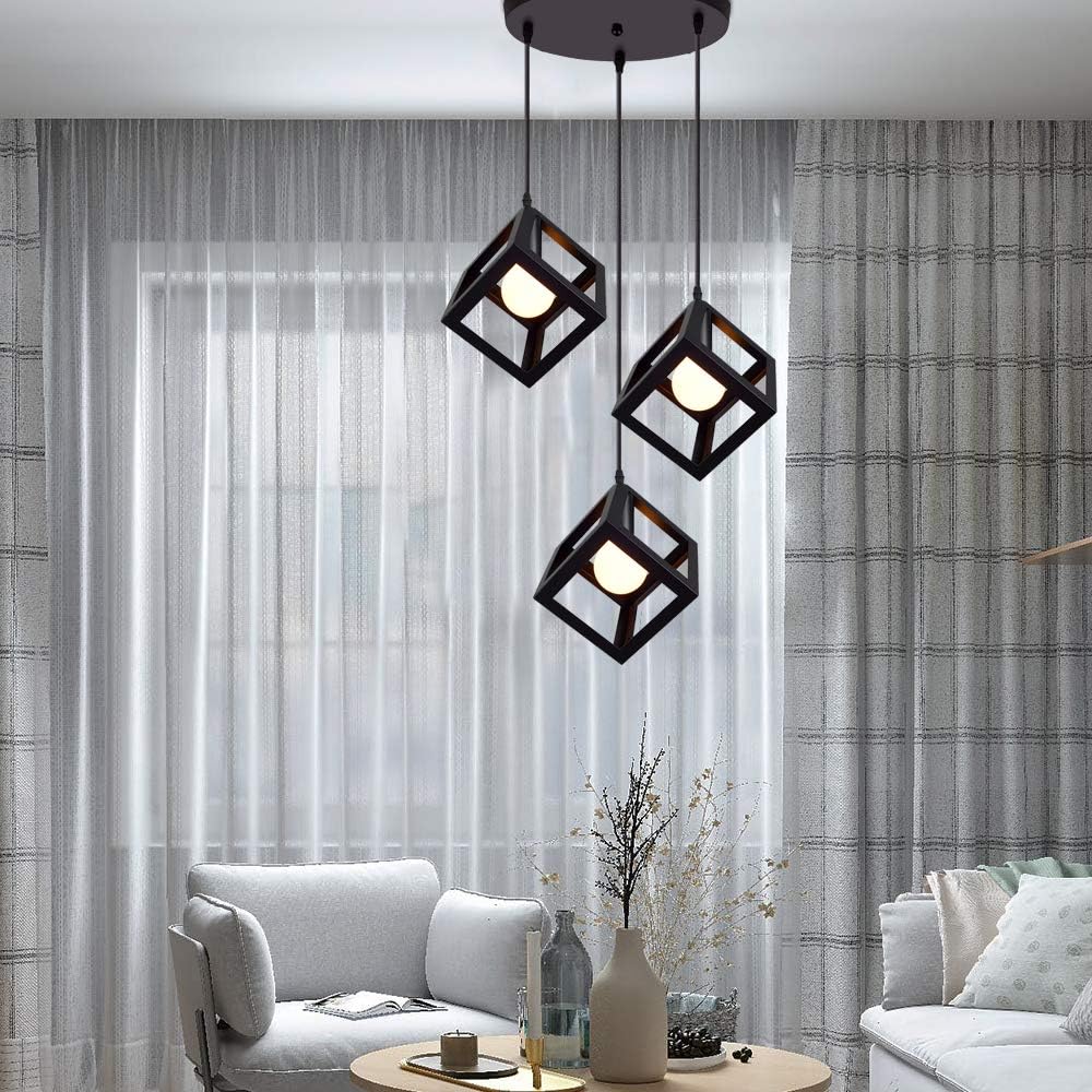 Lampadario a sospensione con 3 cubi 3d stile geometrico attacco E27 - ambraled