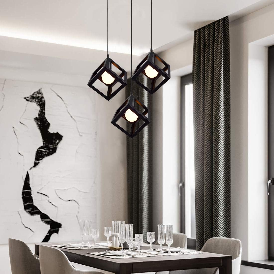 Lampadario a sospensione con 3 cubi 3d stile geometrico attacco E27 - ambraled