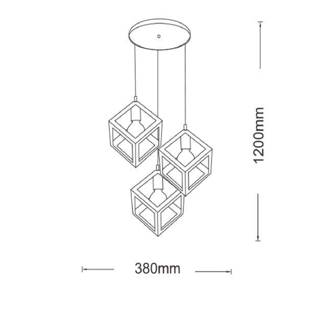 Lampadario a sospensione con 3 cubi 3d stile geometrico attacco E27 - ambraled