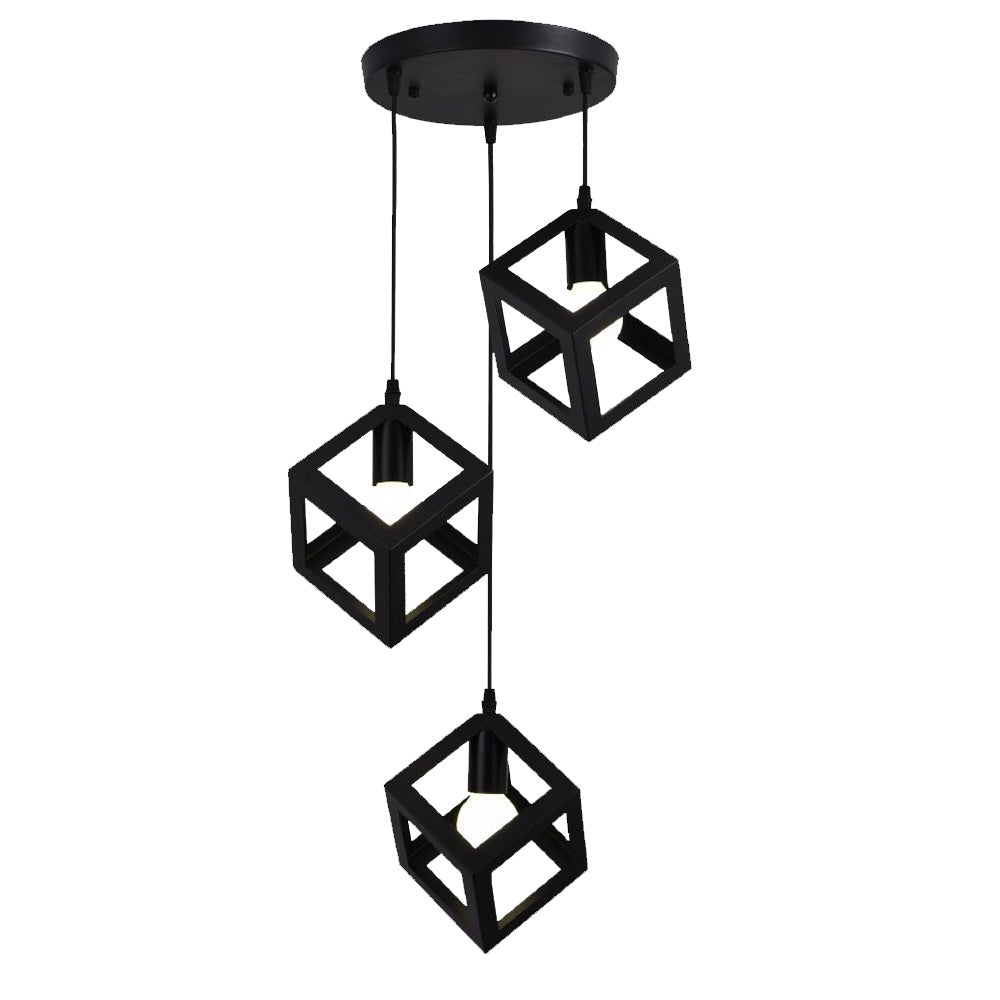Lampadario a sospensione con 3 cubi 3d stile geometrico attacco E27 - ambraled