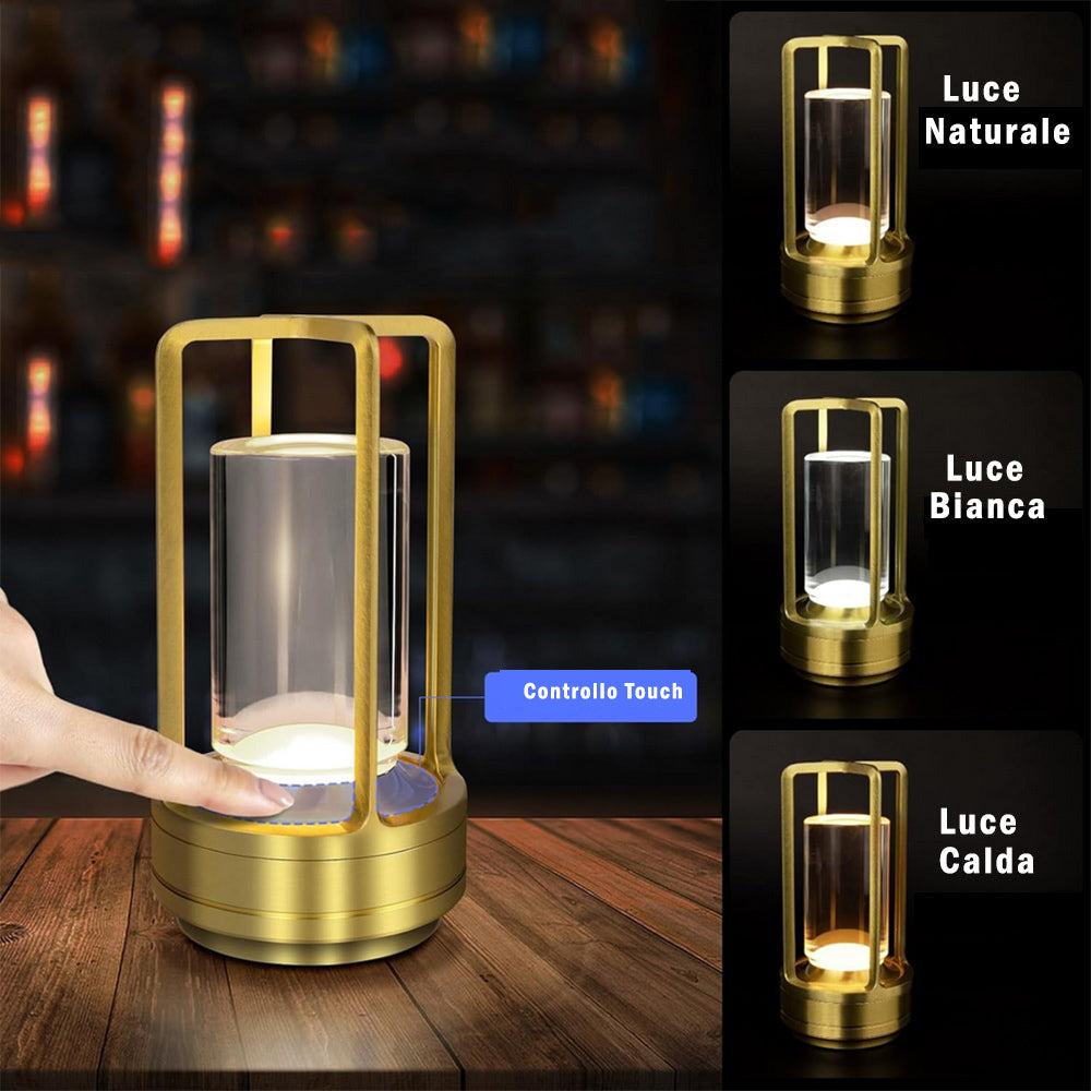 Lampada led da tavolo 3W lanterna rincarabile touch dimmerabile CCT - ambraled