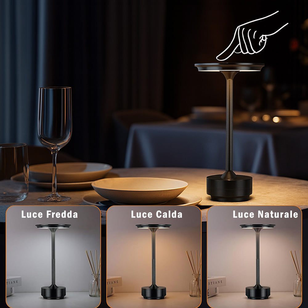 Lampada da tavolo 3 Watt rincarabile touch dimmerabile tecnologia CCT - ambraled