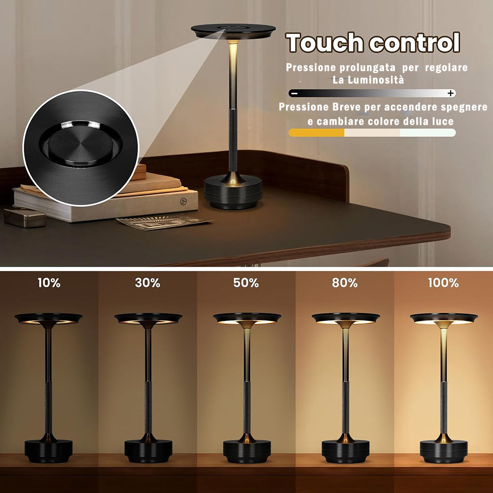 Lampada da tavolo 3 Watt rincarabile touch dimmerabile tecnologia CCT - ambraled