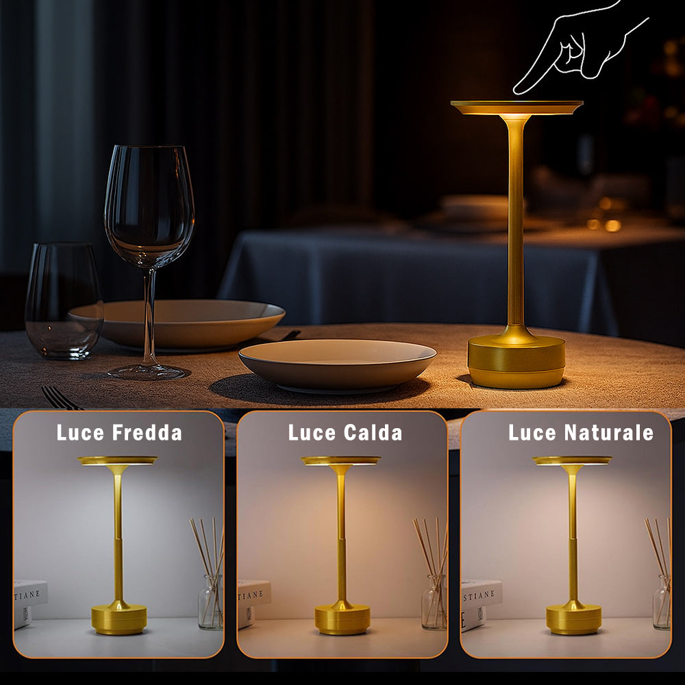 Lampada da tavolo 3 Watt rincarabile touch dimmerabile tecnologia CCT - ambraled