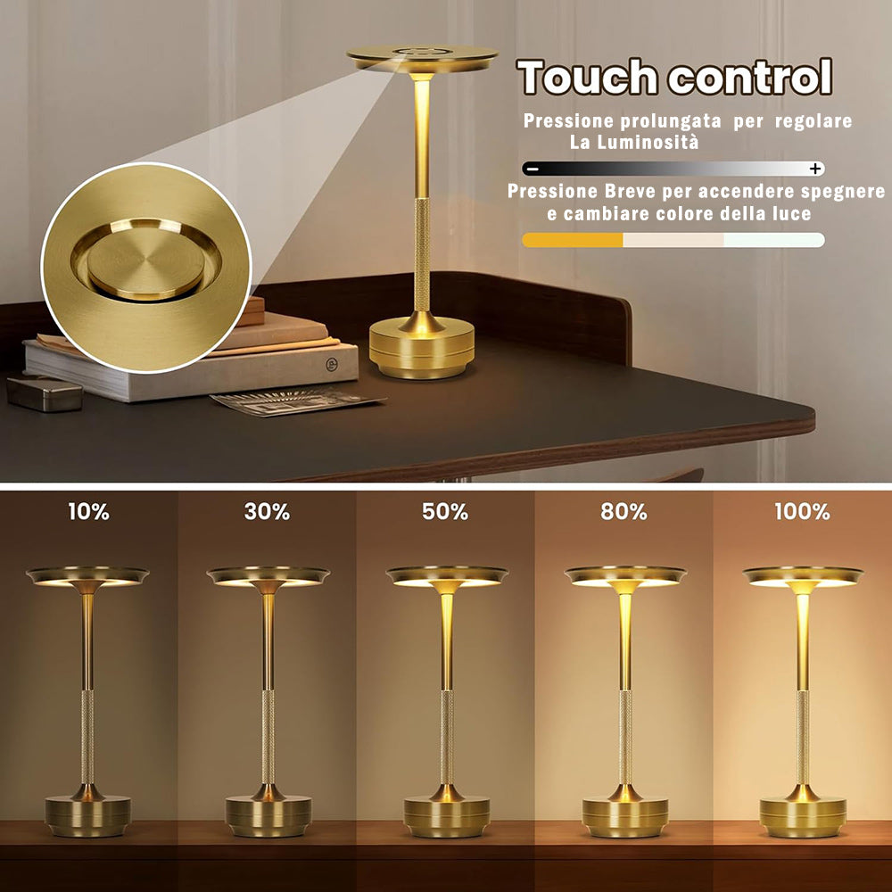 Lampada da tavolo 3 Watt rincarabile touch dimmerabile tecnologia CCT - ambraled