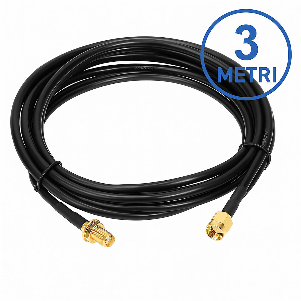 Cavo adattatore antenna WiFi Polunga RP-SMA maschio/femmina (3,5m e 10m) - ambraled