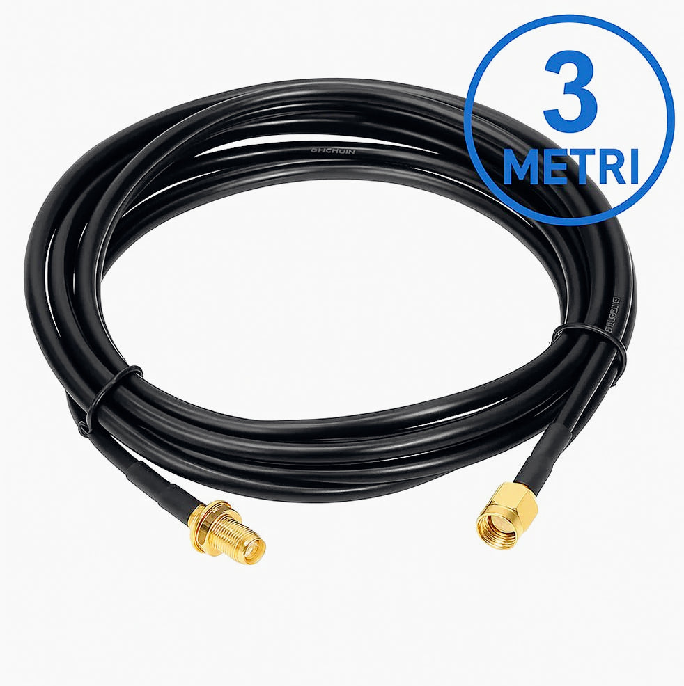 Cavo adattatore antenna WiFi Polunga RP-SMA maschio/femmina (3,5m e 10m) - ambraled
