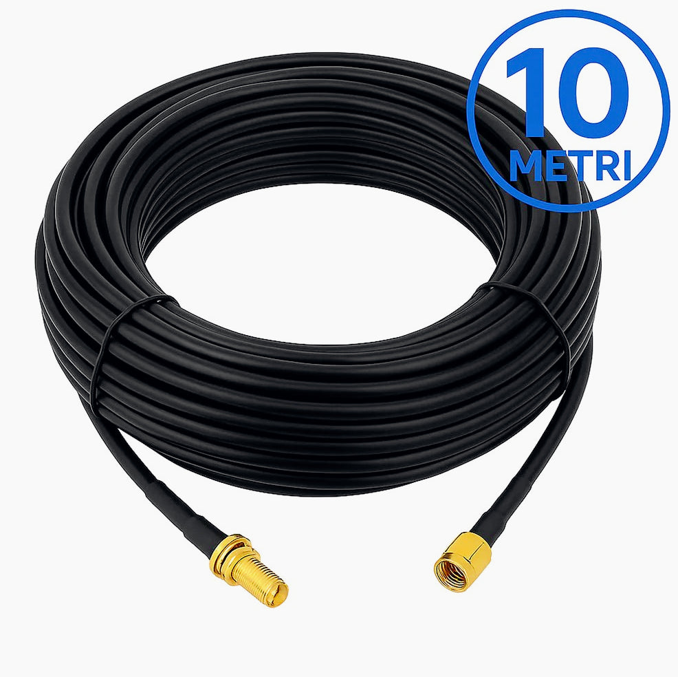 Cavo adattatore antenna WiFi Polunga RP-SMA maschio/femmina (3,5m e 10m) - ambraled