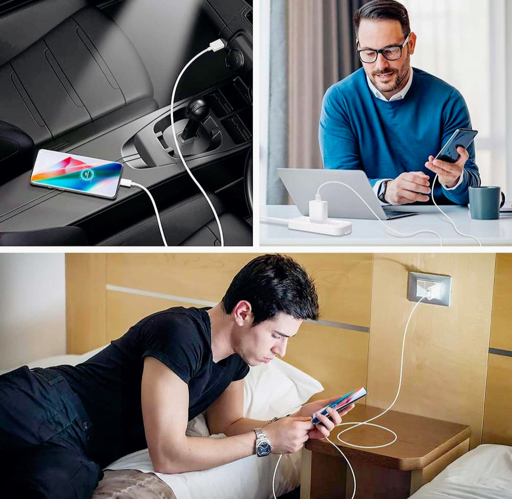 Kit caricabatterie USB MicroUSB 1 metro – per smartphone e tablet bianco - ambraled