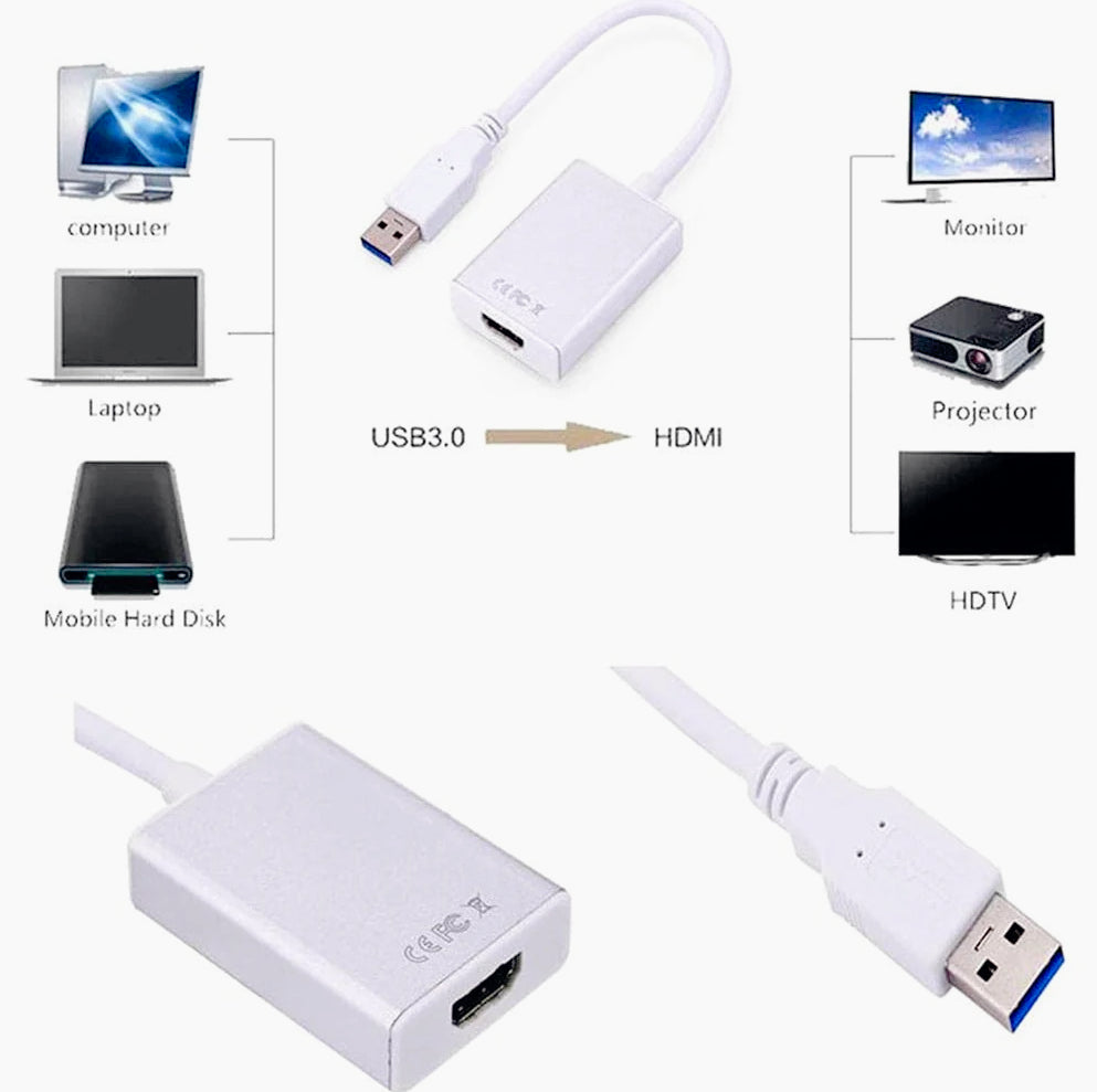 Convertitore USB 3.0 a HDMI – Full HD per notebook e TV - ambraled