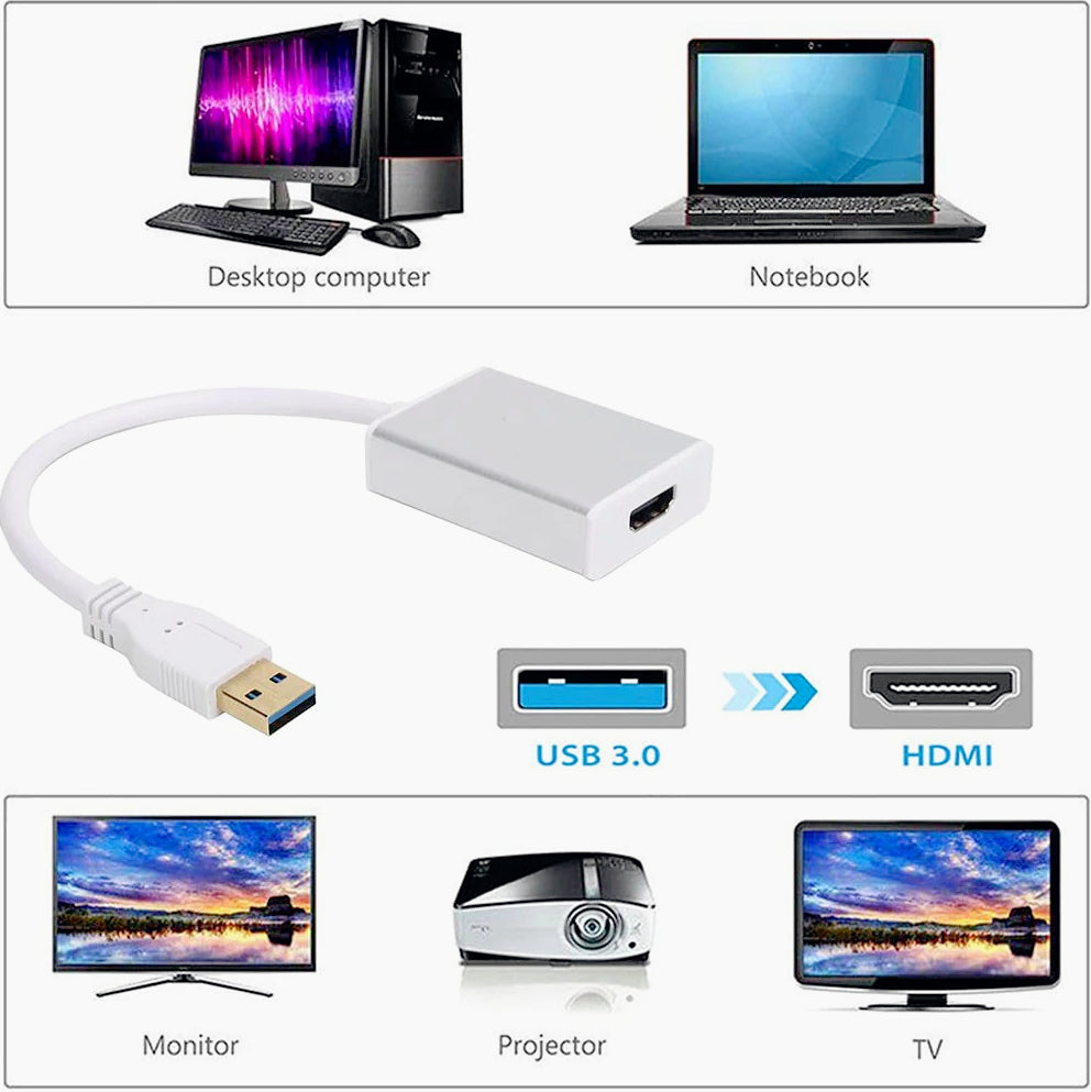 Convertitore USB 3.0 a HDMI – Full HD per notebook e TV - ambraled