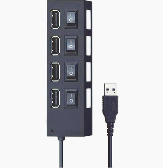 Hub USB 2.0 4 porte – con interruttori On/Off e LED - ambraled