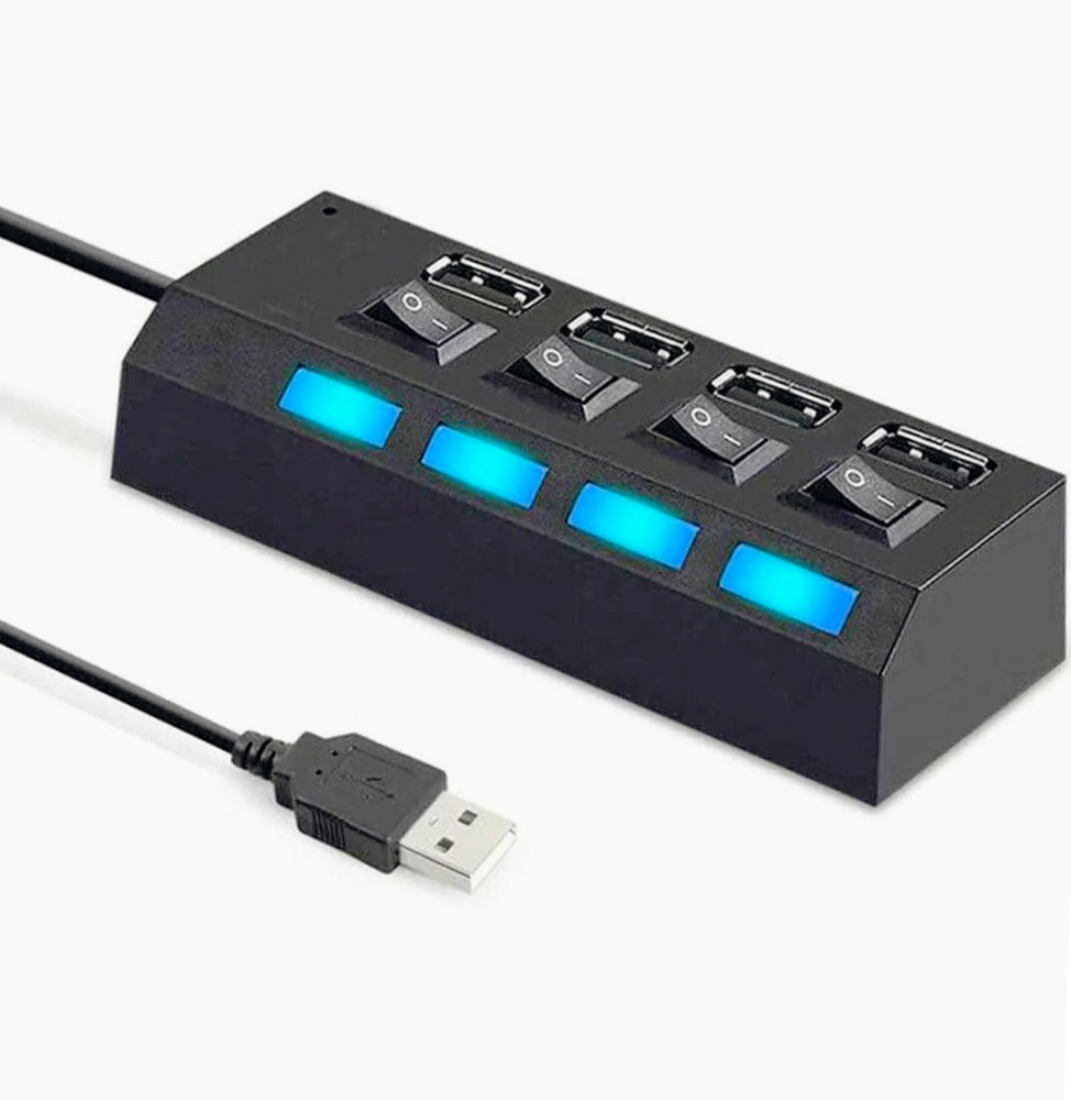 Hub USB 2.0 4 porte – con interruttori On/Off e LED - ambraled