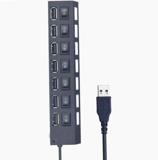 Hub USB 2.0 7 porte – con interruttori On/Off e LED - ambraled