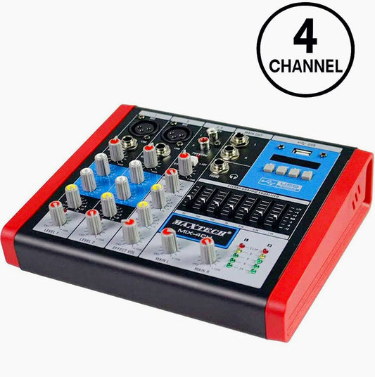 Mixer audio 4 canali – 2 XLR mic + phantom professionale - ambraled