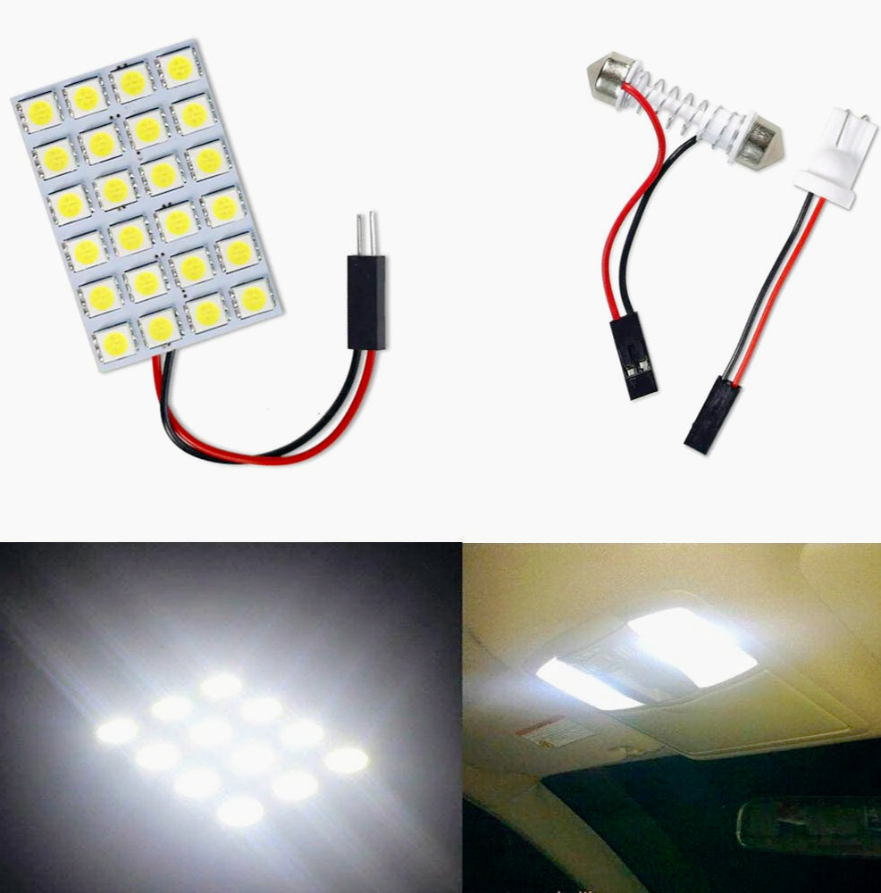 Luci pannello LED 24 SMD – 6000K 5W 12V T10 auto - ambraled
