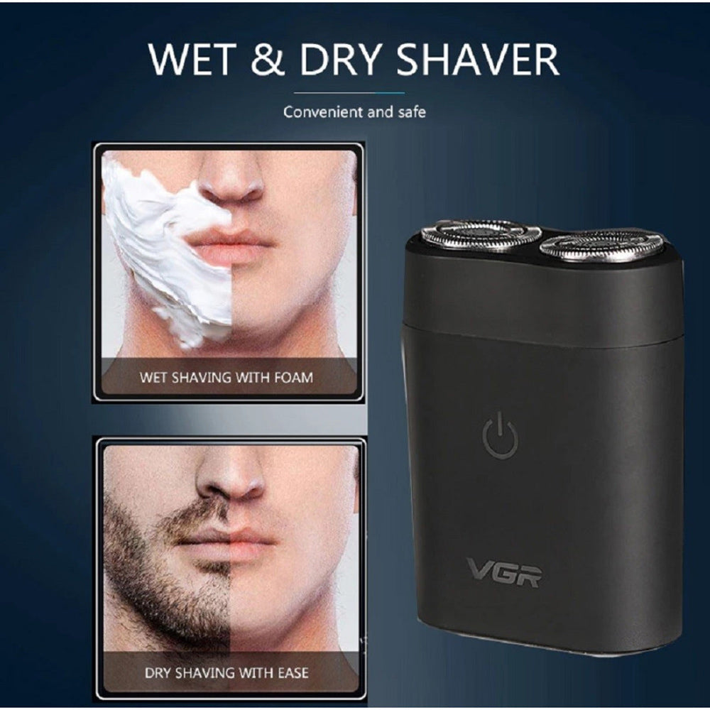 Mini rasoio VGR MEN'S SHAVER barba 2 testine rotanti impermeabile 311 - ambraled