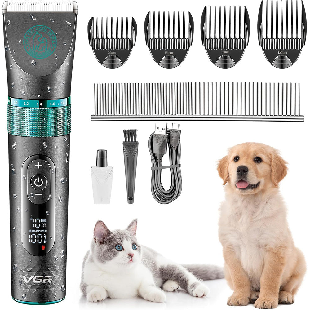 Tosatrice per cani e gatti rasoio  4 pettinini x toelettatura IPX7 - ambraled