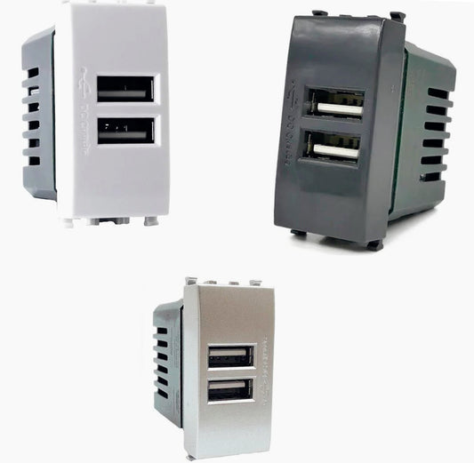 Doppia USB 5V – compatibile Vimar Plana - ambraled