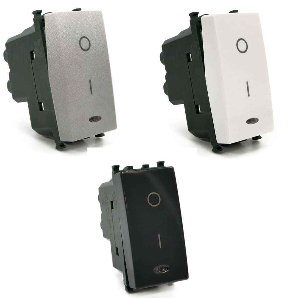 Interruttore bipolare 16AX 250V – compatibile con Vimar piano luce - ambraled