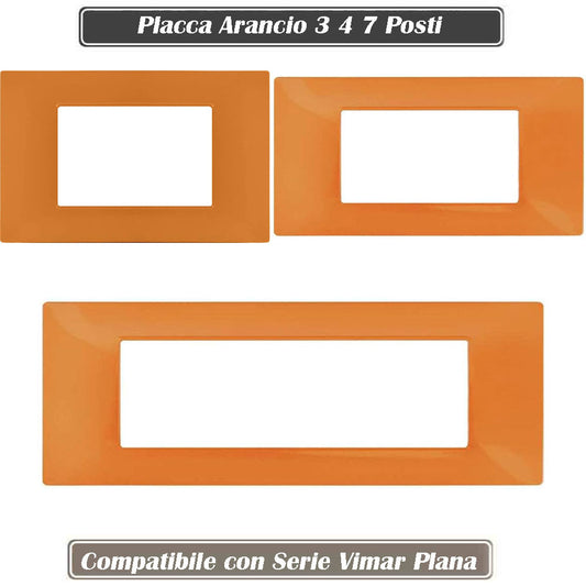 Placchetta 3 4 7 posti arancio compatibile con vimar plana - ambraled