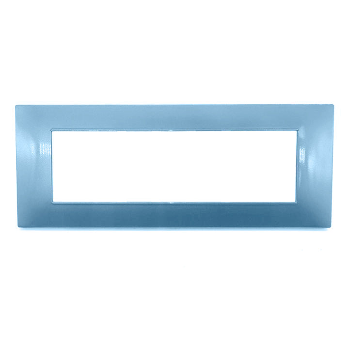 Placchetta 3 4 7 posti azzurro marino compatibile con vimar plana - ambraled