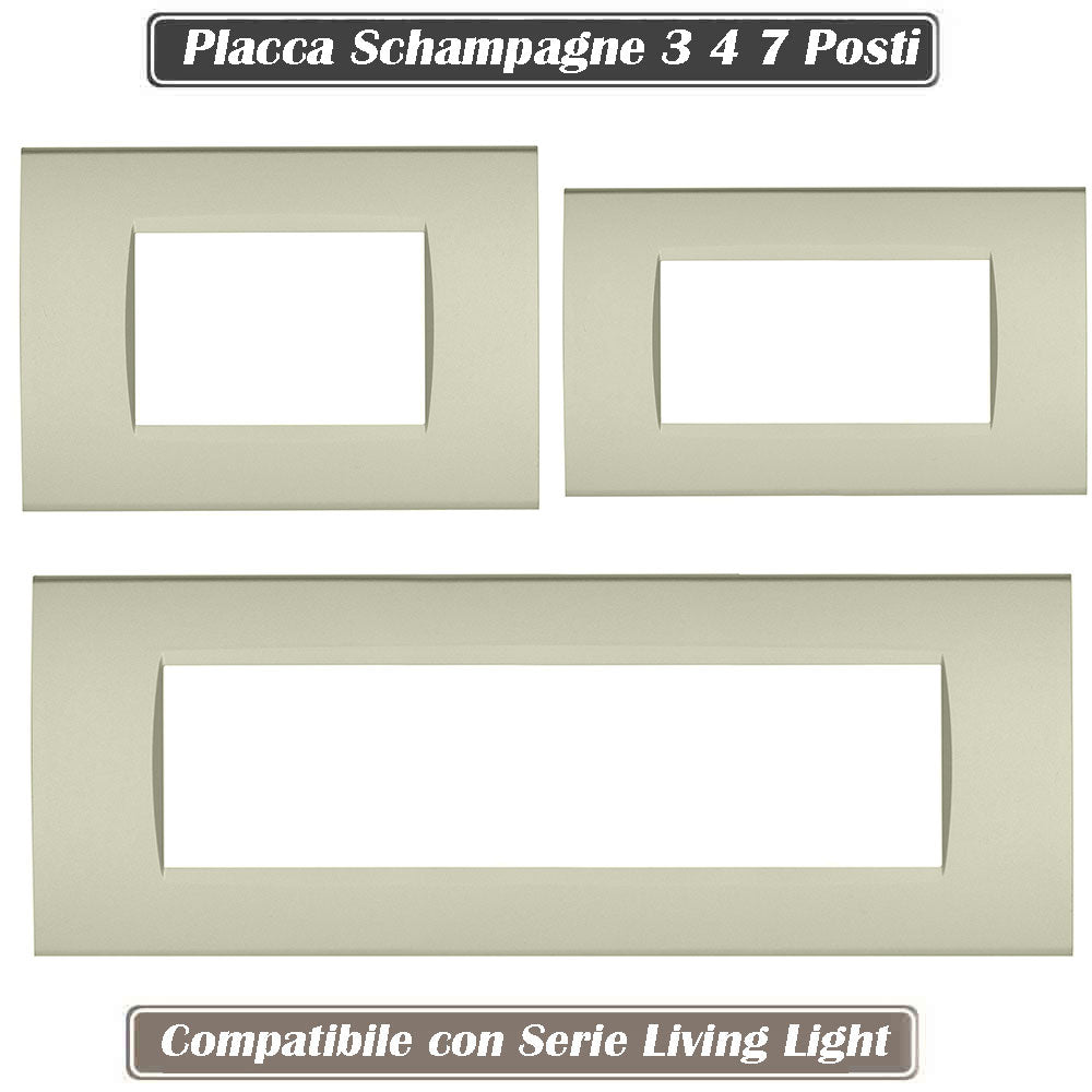 Placchetta champagne 3-7 posti compatibile living light cassetta 503 - ambraled