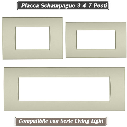 Placchetta champagne 3-7 posti compatibile living light cassetta 503 - ambraled