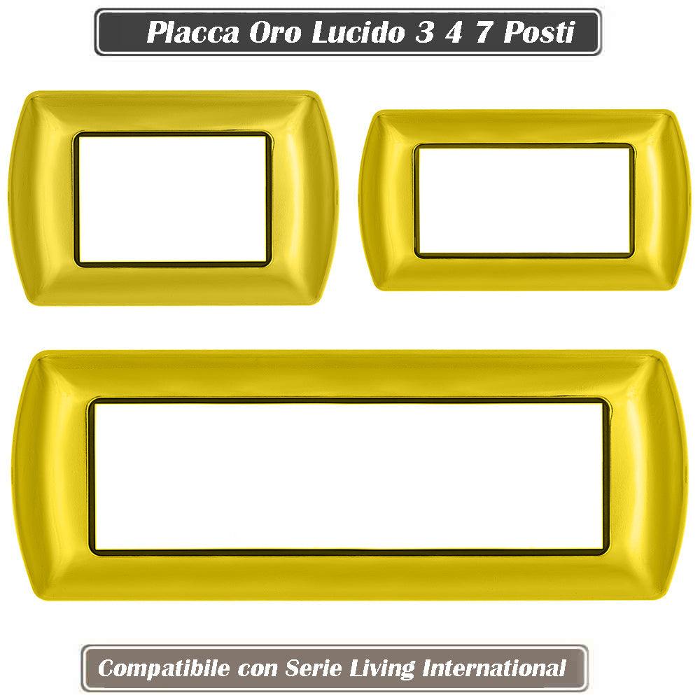 Placchetta oro lucido 3-7 posti compatibile living international 503 - ambraled