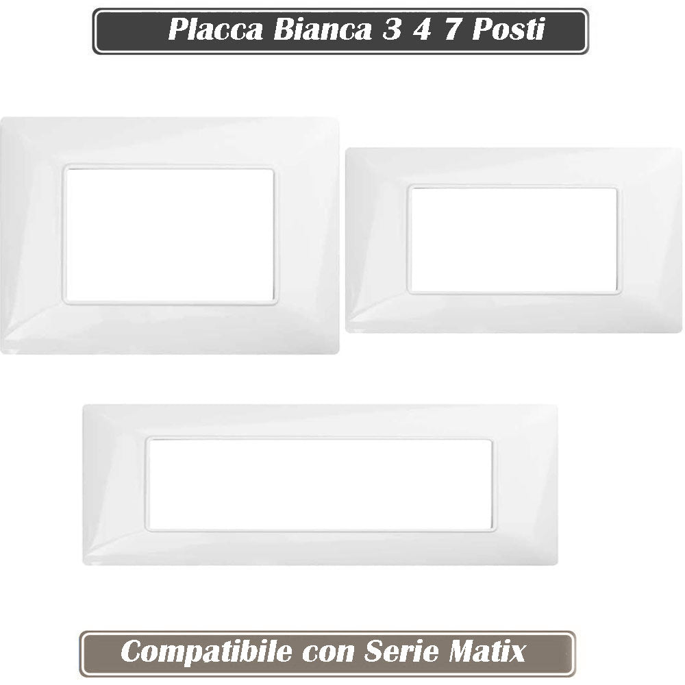 Placchetta 3 4 7 posti bianco cassetta 503 compatibile con matix - ambraled