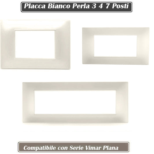 Placchetta 3 4 7 posti bianco perla compatibile con vimar plana - ambraled