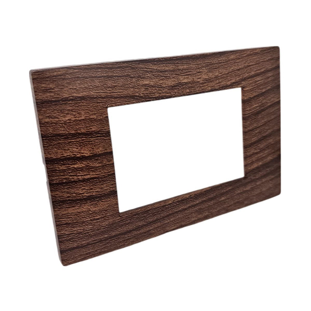 Placchetta 3 4 7 posti legno scuro compatibile con vimar plana - ambraled