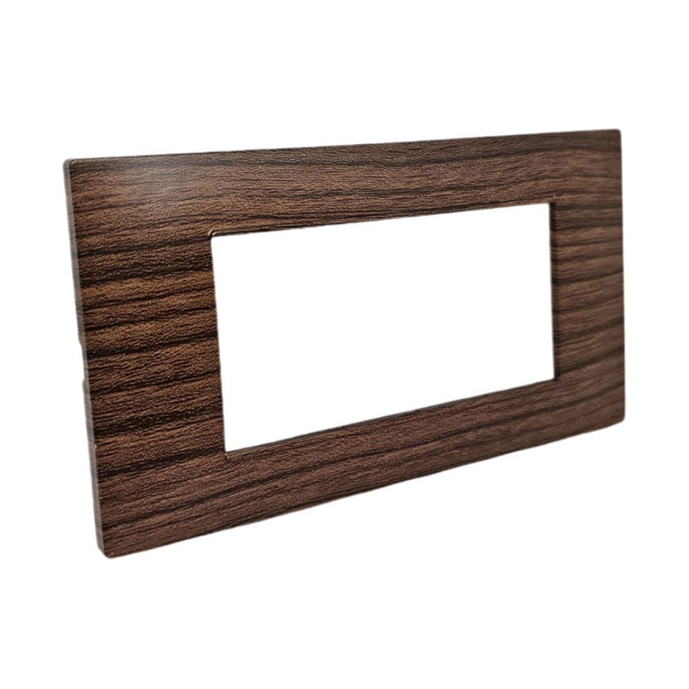 Placchetta 3 4 7 posti legno scuro compatibile con vimar plana - ambraled