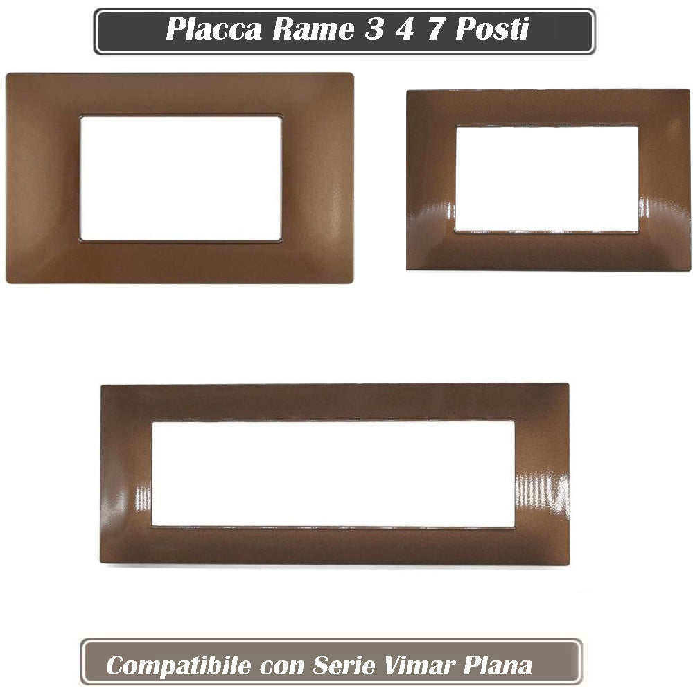 Placchetta 3 4 7 posti rame compatibile con vimar plana - ambraled