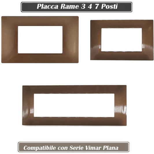 Placchetta 3 4 7 posti rame compatibile con vimar plana - ambraled