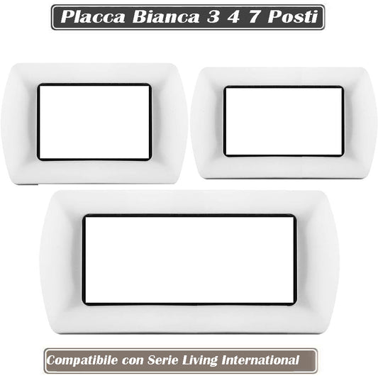 Placchetta bianca 3-7 posti compatibile living international 503 - ambraled